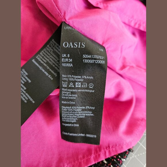 Oasis Black Rainbow Tweed Mini Skirt - Picture 5 of 7